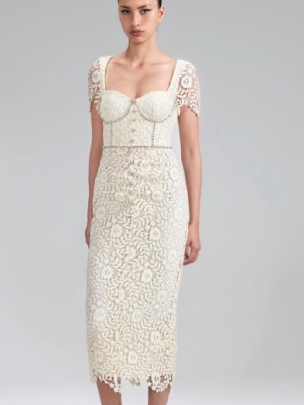Self Portrait white lace & crystal dress size 2